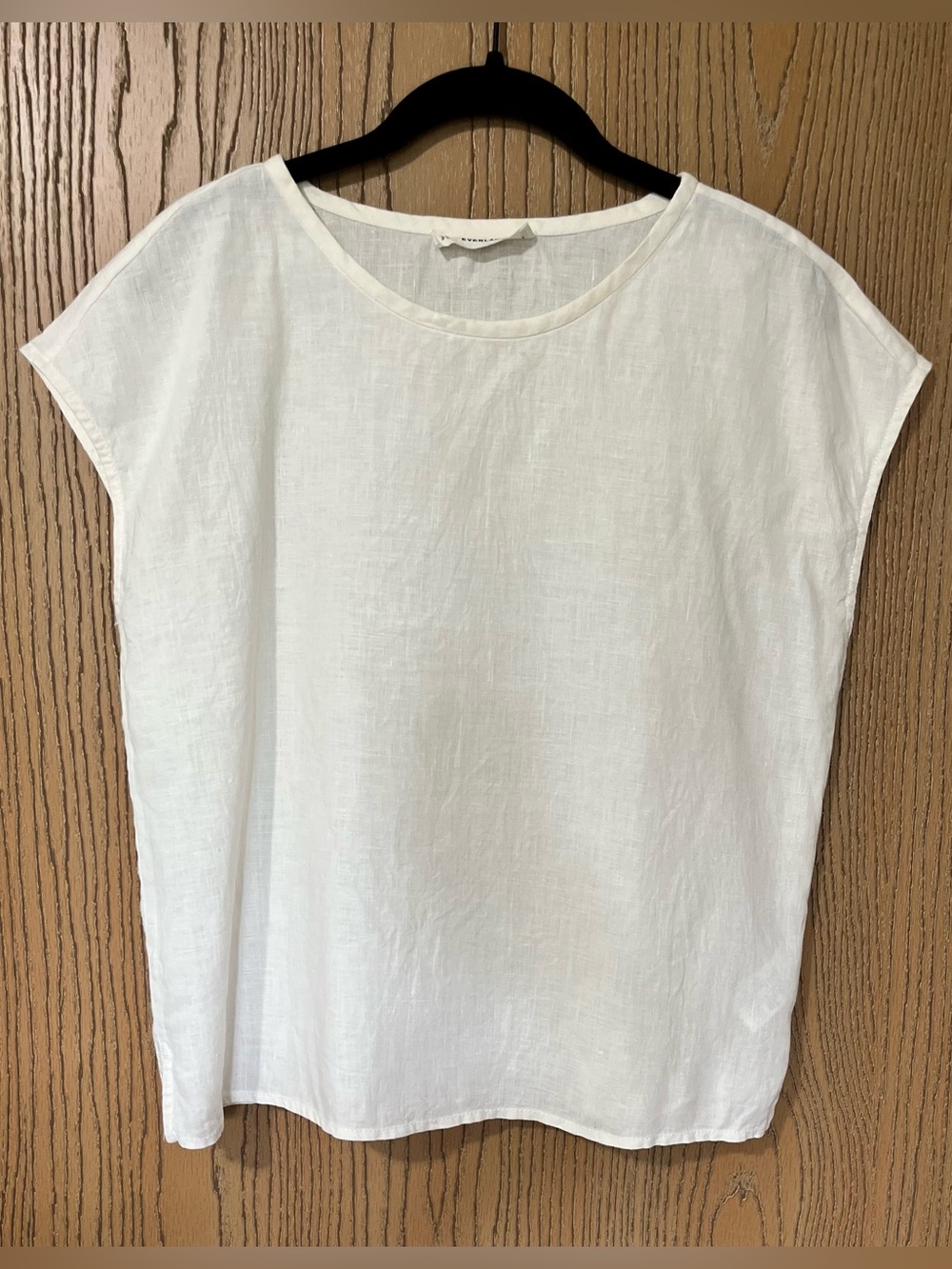 XS Everlane light cream 100% Linen Cap-Sleeve Tee